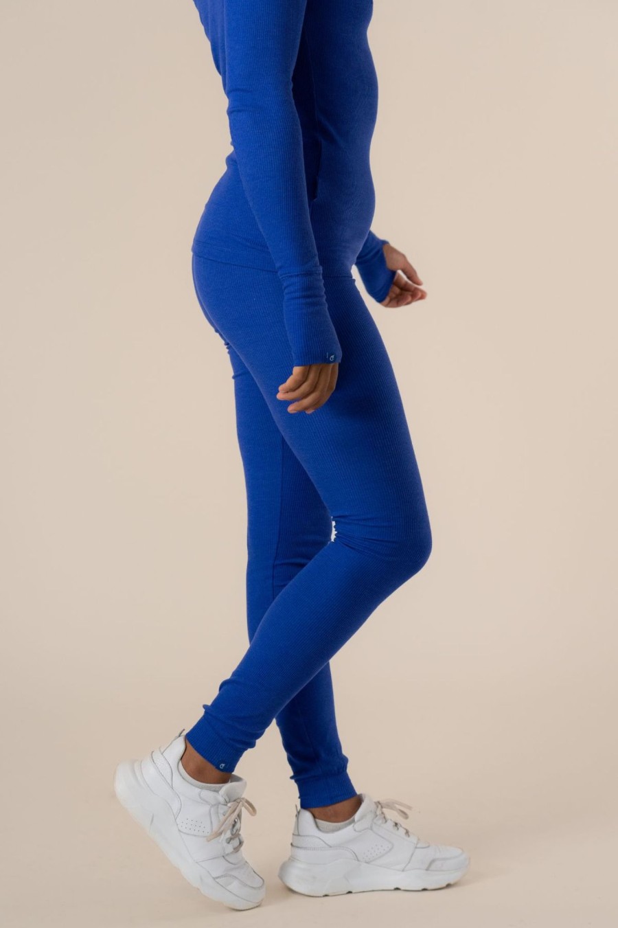 Kvinde Copenhagen Cartel Leggings | Algae Ribbed Ocn Weed® Leggings Cartel Blue