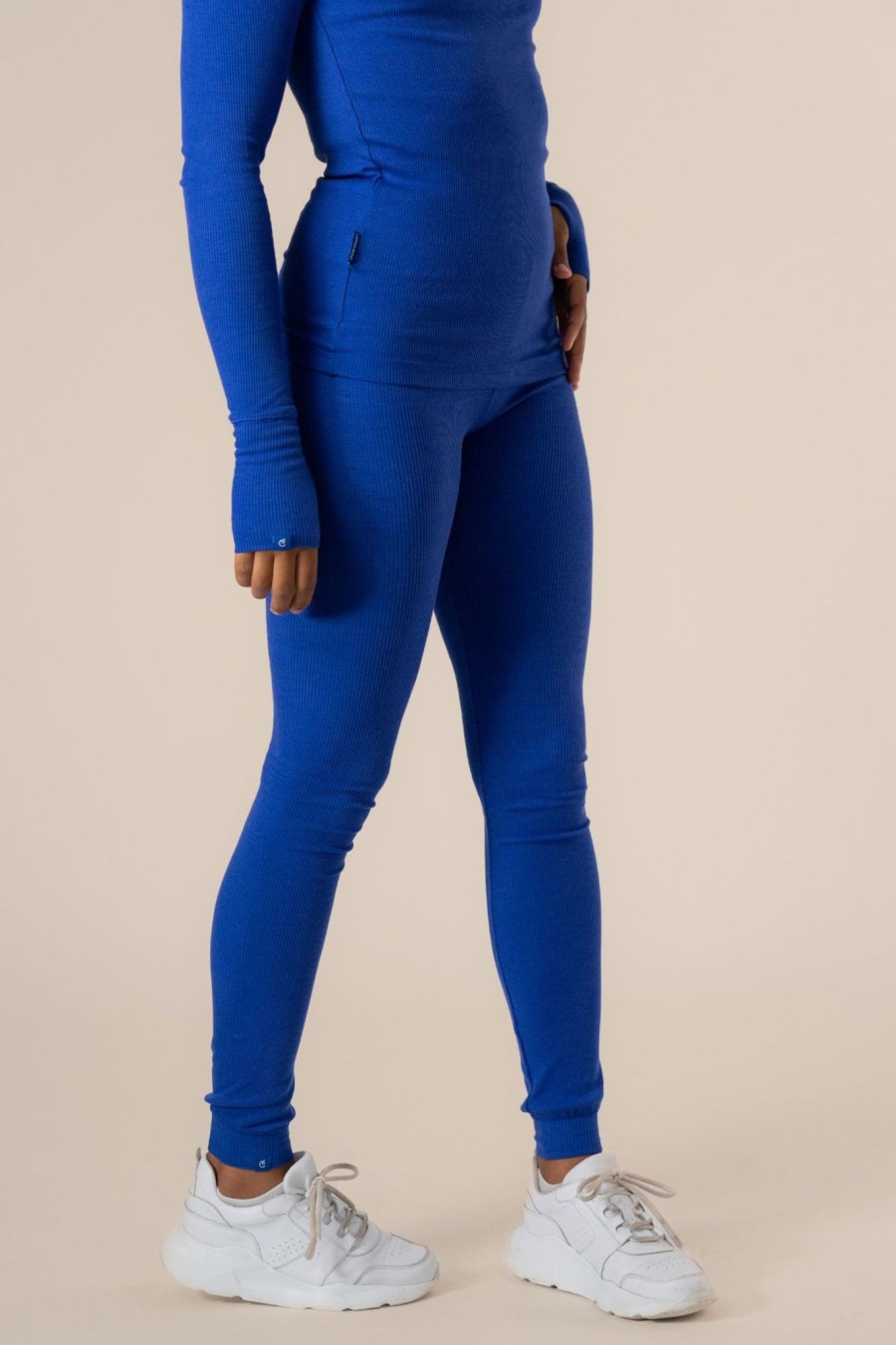 Kvinde Copenhagen Cartel Leggings | Algae Ribbed Ocn Weed® Leggings Cartel Blue