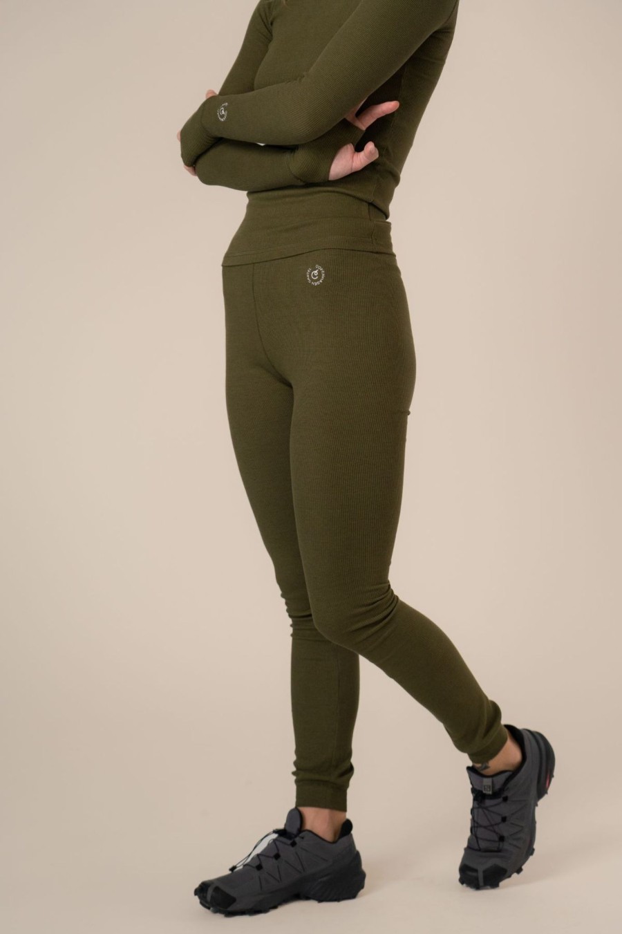 Kvinde Copenhagen Cartel Leggings | Algae Ribbed Ocn Weed® Leggings Army