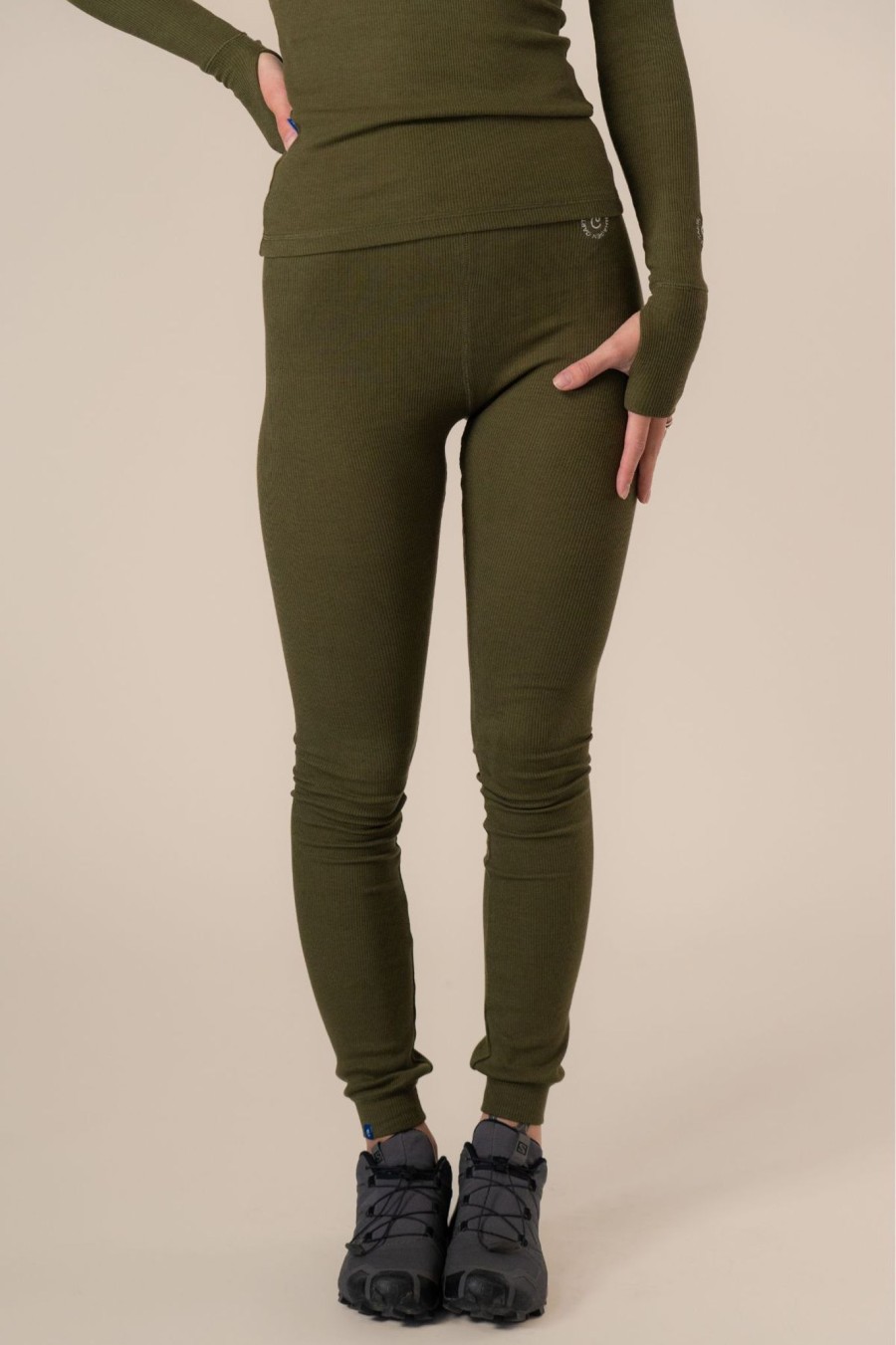 Kvinde Copenhagen Cartel Leggings | Algae Ribbed Ocn Weed® Leggings Army