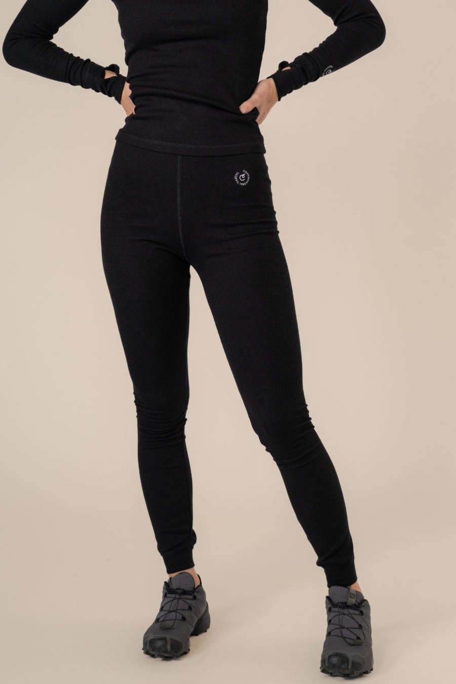 Kvinde Copenhagen Cartel Leggings | Algae Ribbed Ocn Weed® Leggings Nero