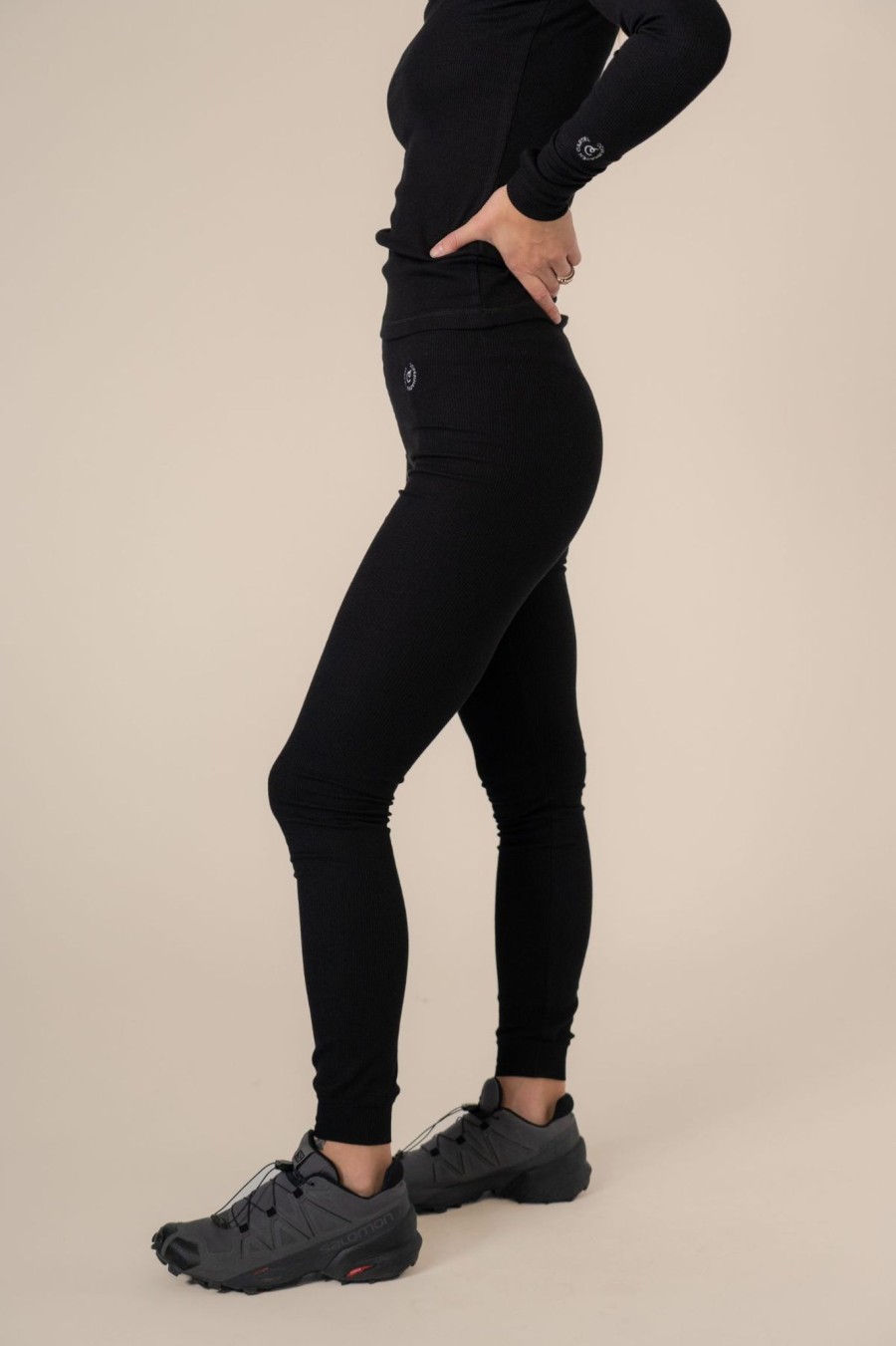 Kvinde Copenhagen Cartel Leggings | Algae Ribbed Ocn Weed® Leggings Nero