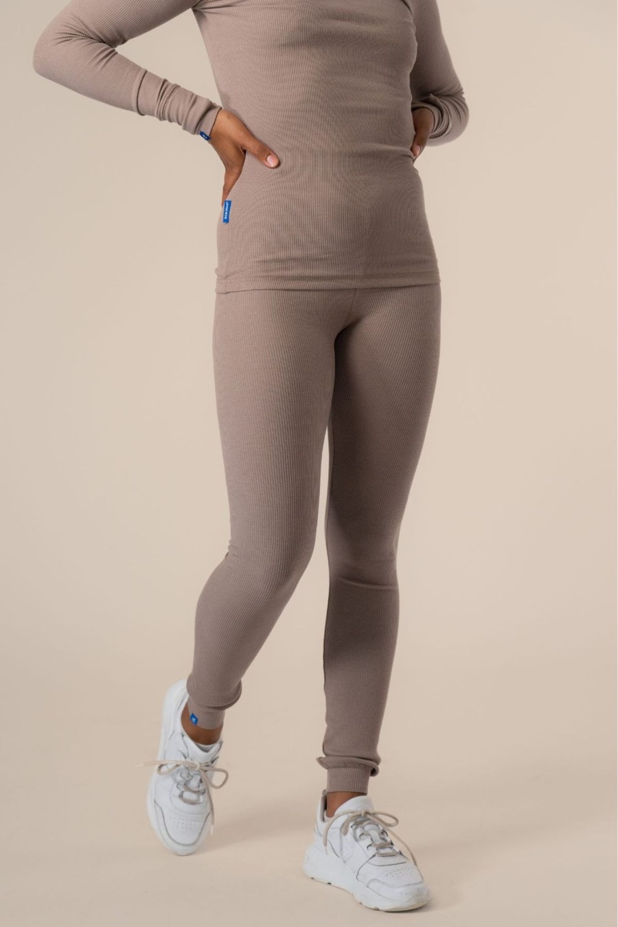 Kvinde Copenhagen Cartel Leggings | Algae Ribbed Ocn Weed® Leggings Taupe