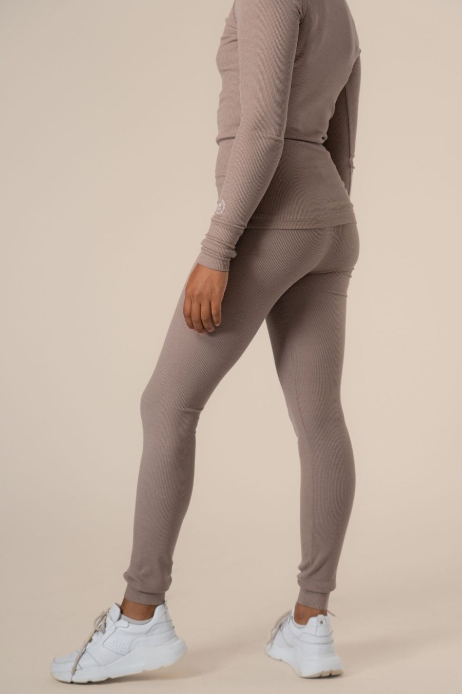 Kvinde Copenhagen Cartel Leggings | Algae Ribbed Ocn Weed® Leggings Taupe